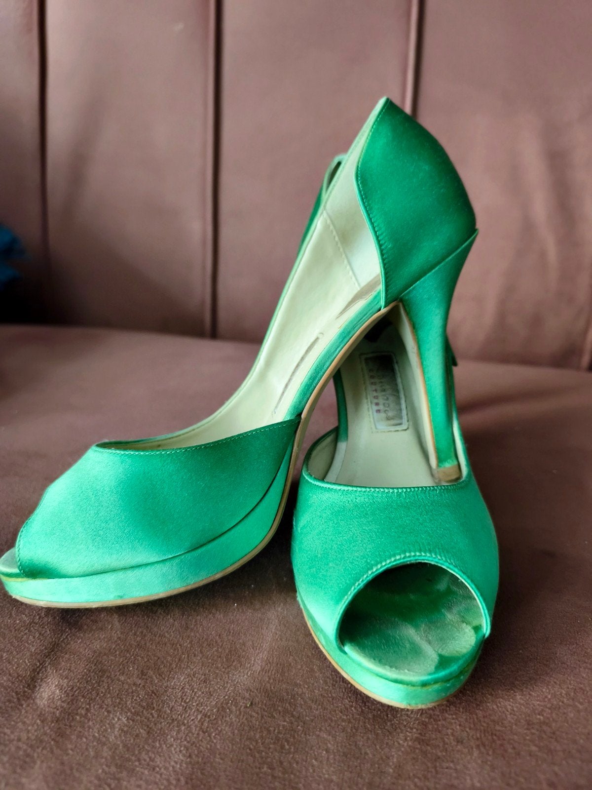 Rainbow Couture Bruidsschoenen - Uniek Groen, Rainbow Couture, Ophalen of Verzenden, Schoenen met hoge hakken, Gedragen