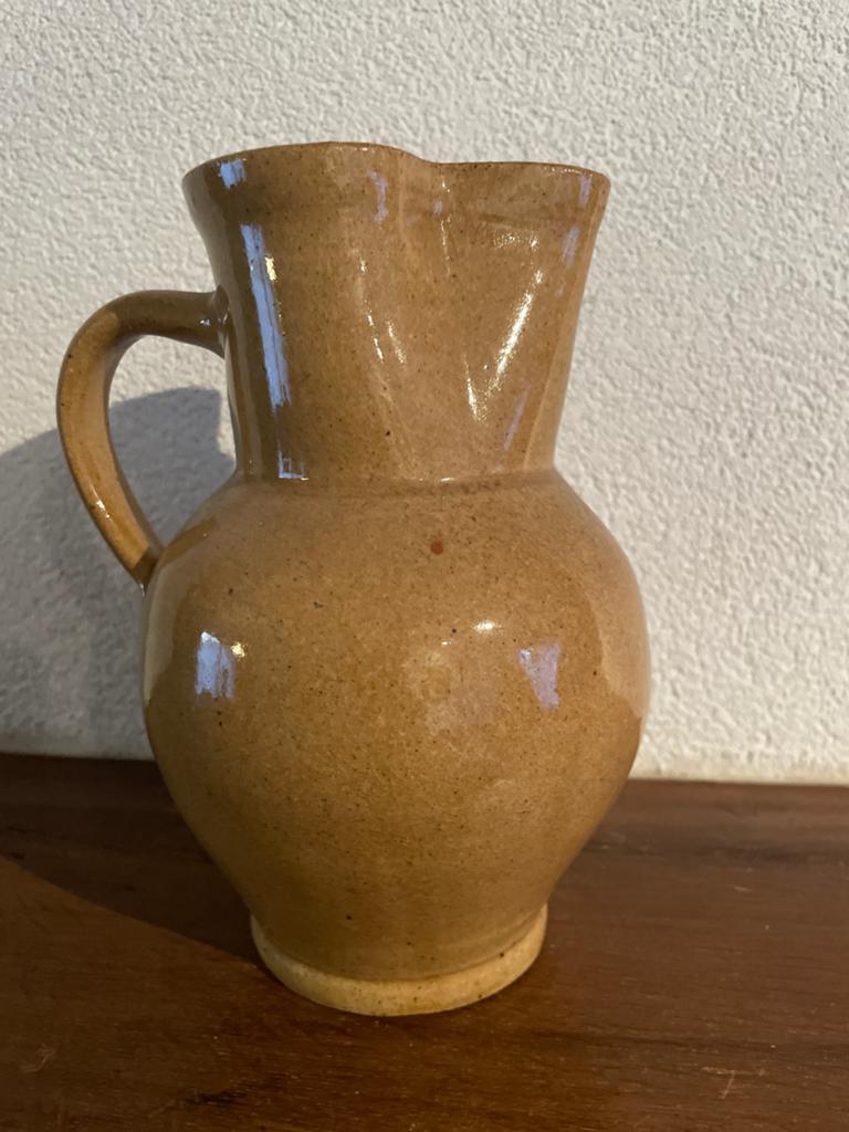 Vintage Tsjechisch Aardewerk Kruik - Bruin Geglazuurd, Ophalen of Verzenden