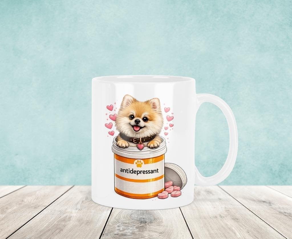Antidepressiva - Pomeranian Mok, Verzenden, Keramiek, Nieuw, Overige stijlen