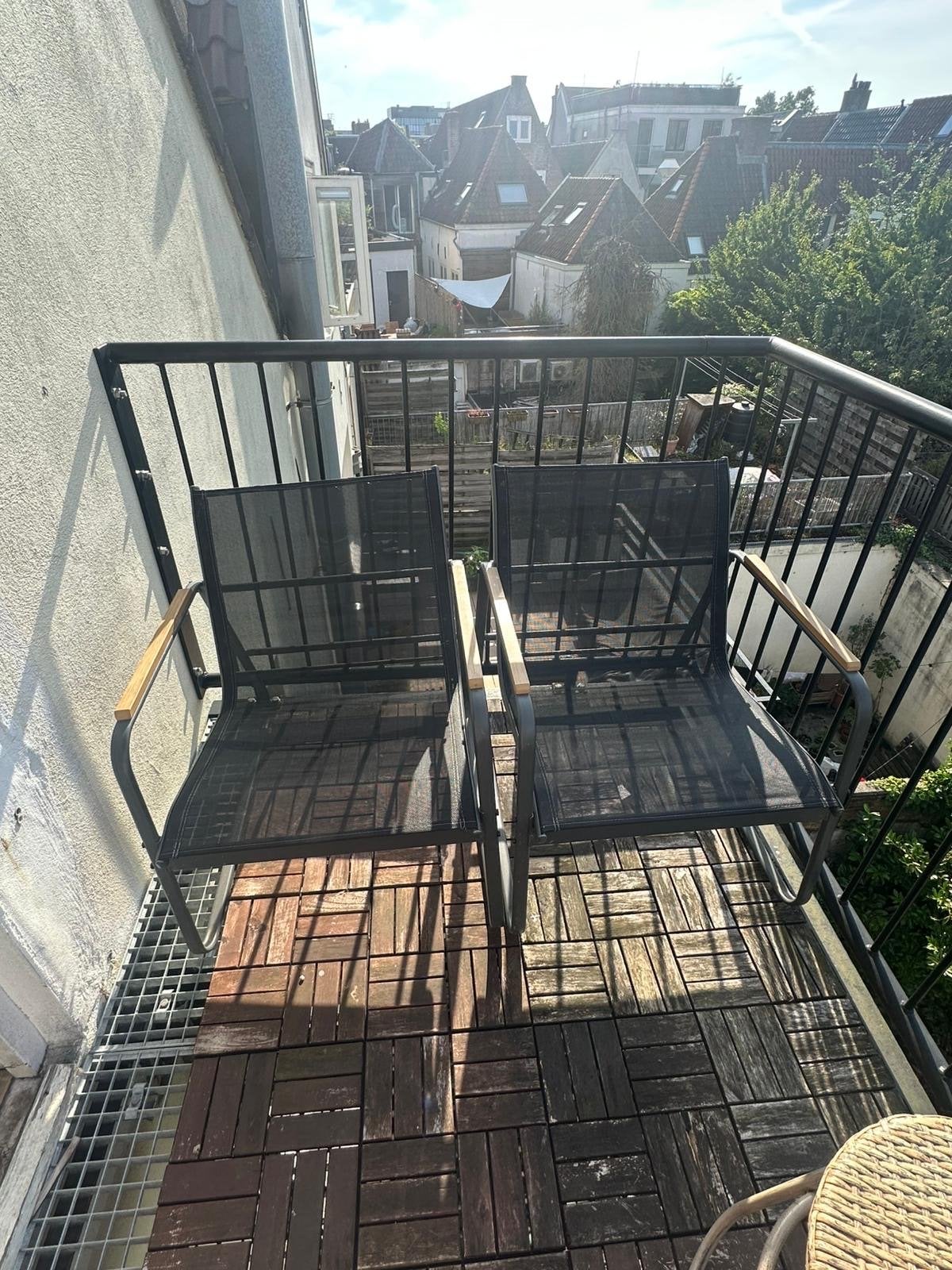 Tuinset, 2 stoelen en bankje, Tuin en Terras, Tuinstoelen, Ophalen, Gebruikt, Metaal