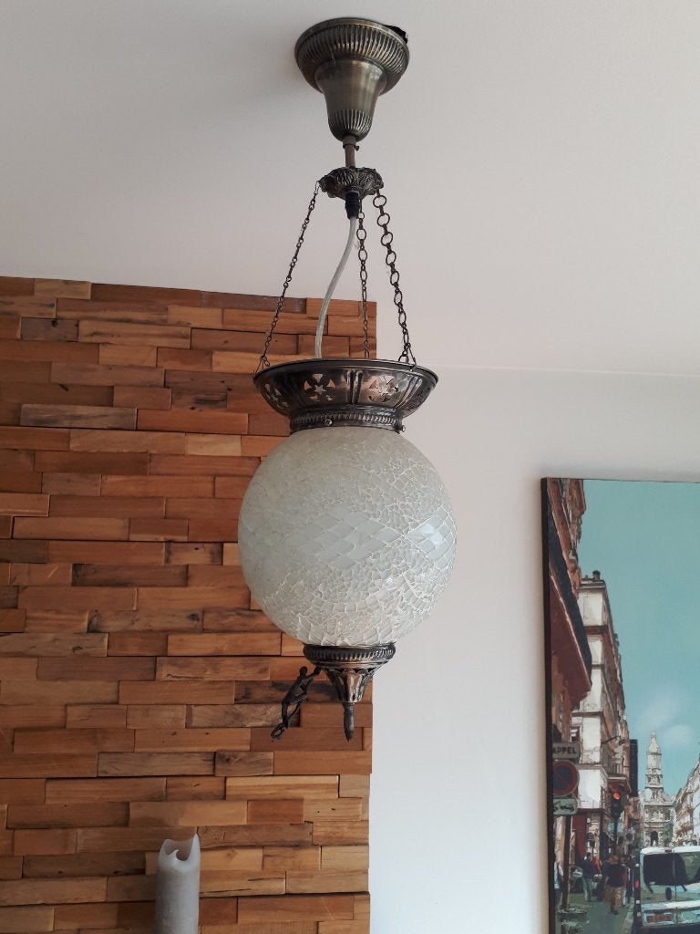 Mooie vintage oosterse hanglamp, Oosters - vintage, Overige fittingen, Ophalen of Verzenden, Glas
