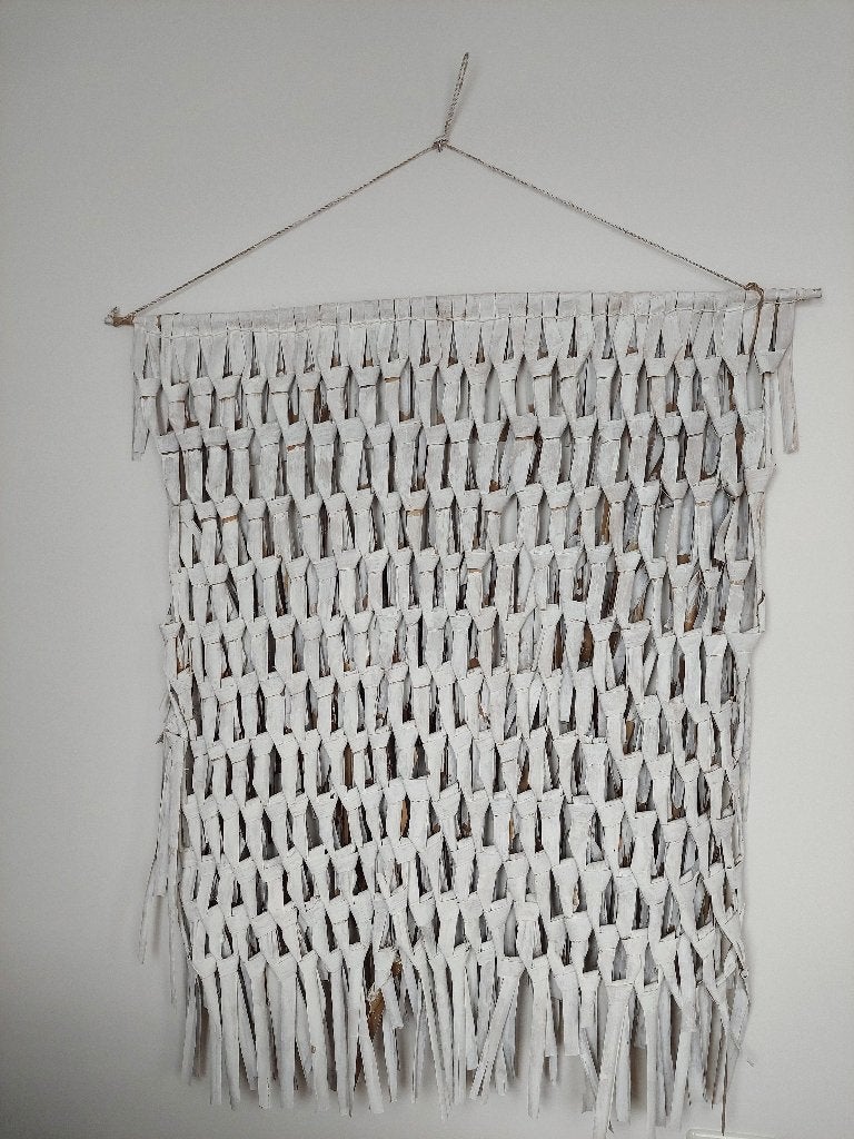 Wandkleed gevlochten palmblad aan stok, Huis en Inrichting, Ophalen, Boho, Natuurlijk materiaal, 120 cm