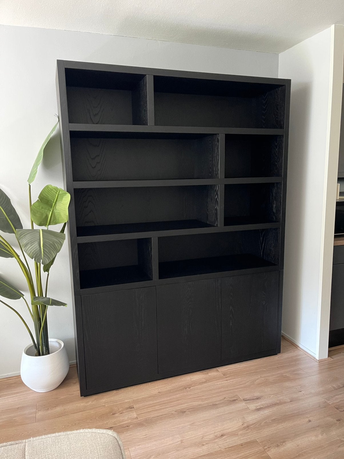 Buffetkast Barcelona Goossens zwart, als nieuw., Ophalen, 200 cm of meer, 150 tot 200 cm, Zo goed als nieuw