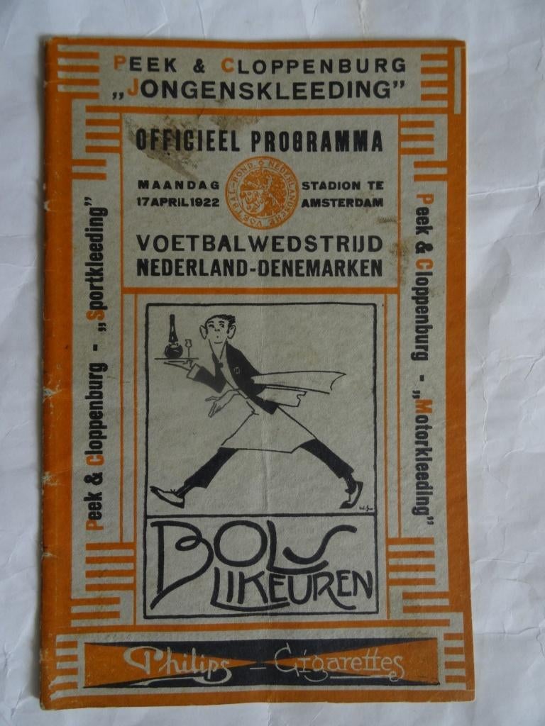 Off. programma  Nederland - Denemarken 17 april 1922, Verzamelen, Sportartikelen en Voetbal, Ophalen, Gebruikt, Overige binnenlandse clubs