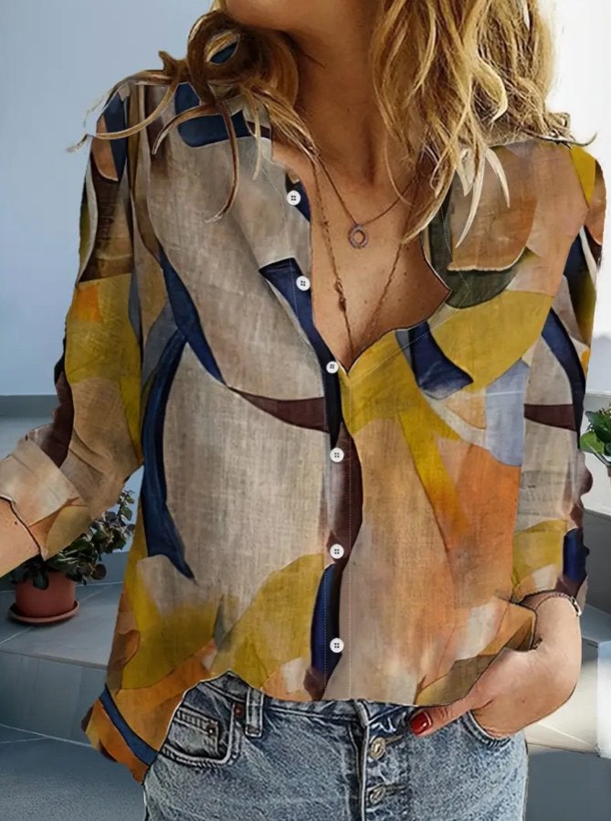 Diewe dames blouse met abstracte print - Maat S, Kleding | Dames, Ophalen of Verzenden, Nieuw, Maat 36 (S), Meerkleurig