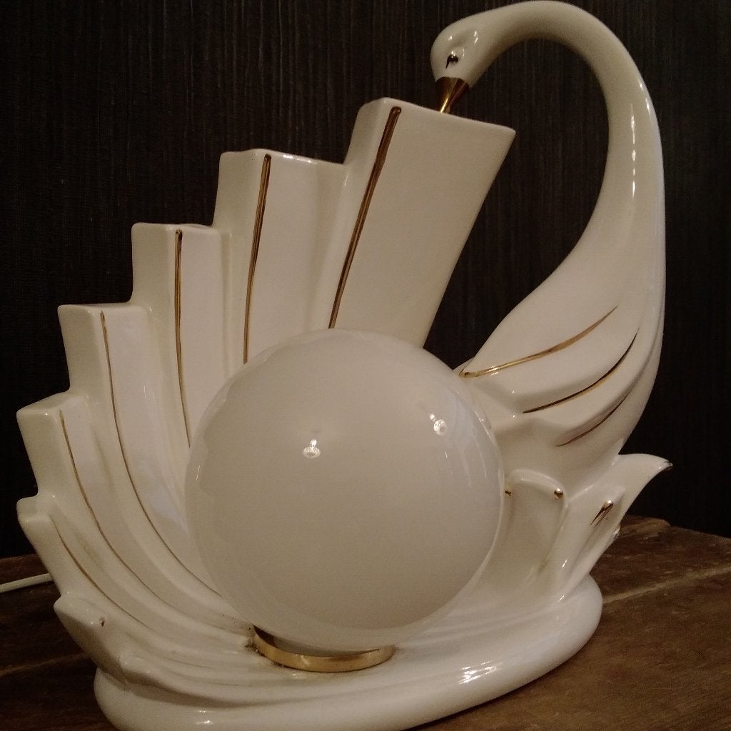Prachtige vintage zwanen lamp. Regency style, Ophalen of Verzenden