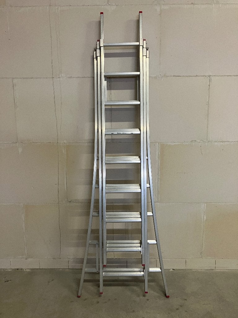Kelfort reformladder “Magnus” (type 3514), 3 x 8 sporten, Ophalen, Gebruikt, Ladder, Opvouwbaar of Inschuifbaar