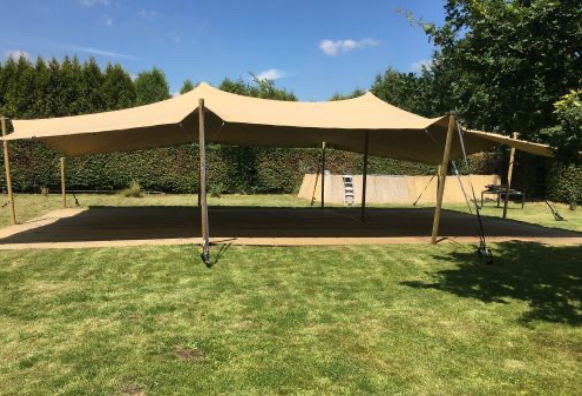 100 m2 houten tentvloer, Ophalen of Verzenden, Gebruikt