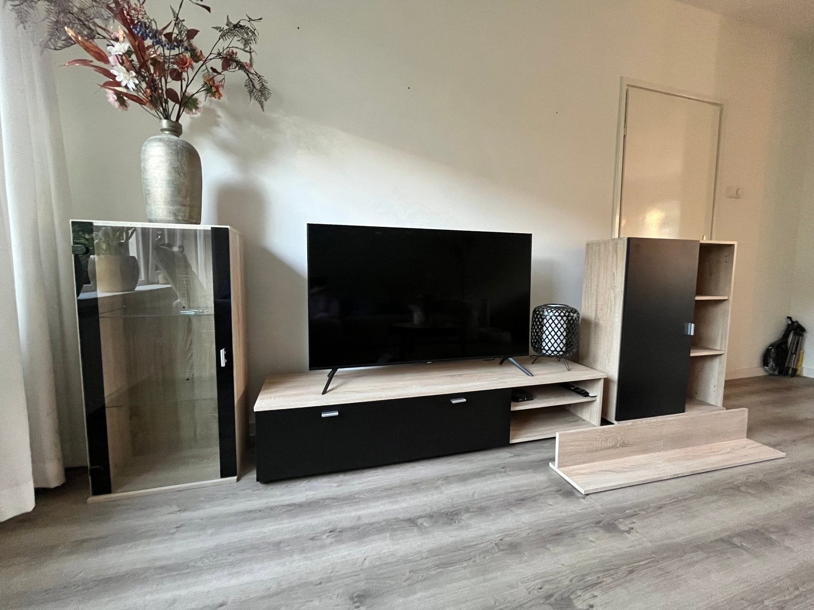Kastenset tv meubel, dressoir, glazen wandkast en plank, Ophalen