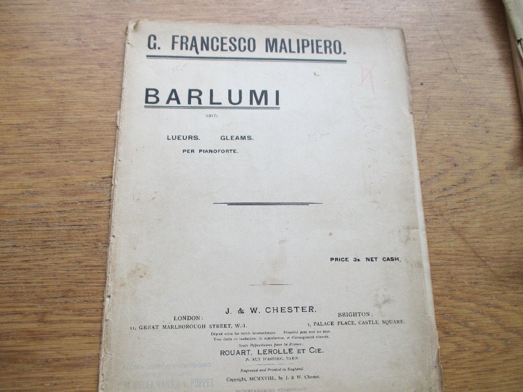 Francesco Malipiero - barlumi - voor piano, Gebruikt, Klassiek, Ophalen of Verzenden, Artiest of Componist