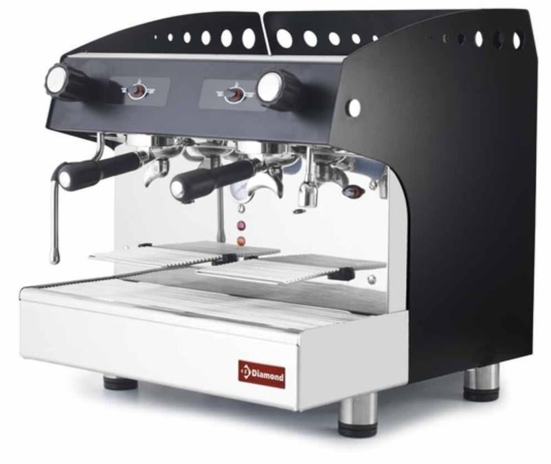 Espresso apparaat 2 groepen half-automatisch -  Diamond, Espresso apparaat, Gemalen koffie, Zo goed als nieuw, 2 tot 4 kopjes