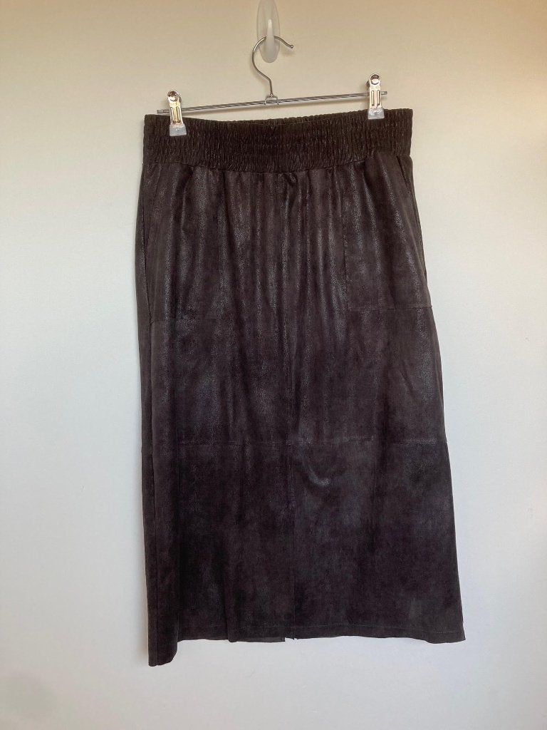 Moscow donkerbruine midi rok leer look maat S, Bruin, Anna van Toor BV, Maat 36 (S), Hello@moscowdesign.nl