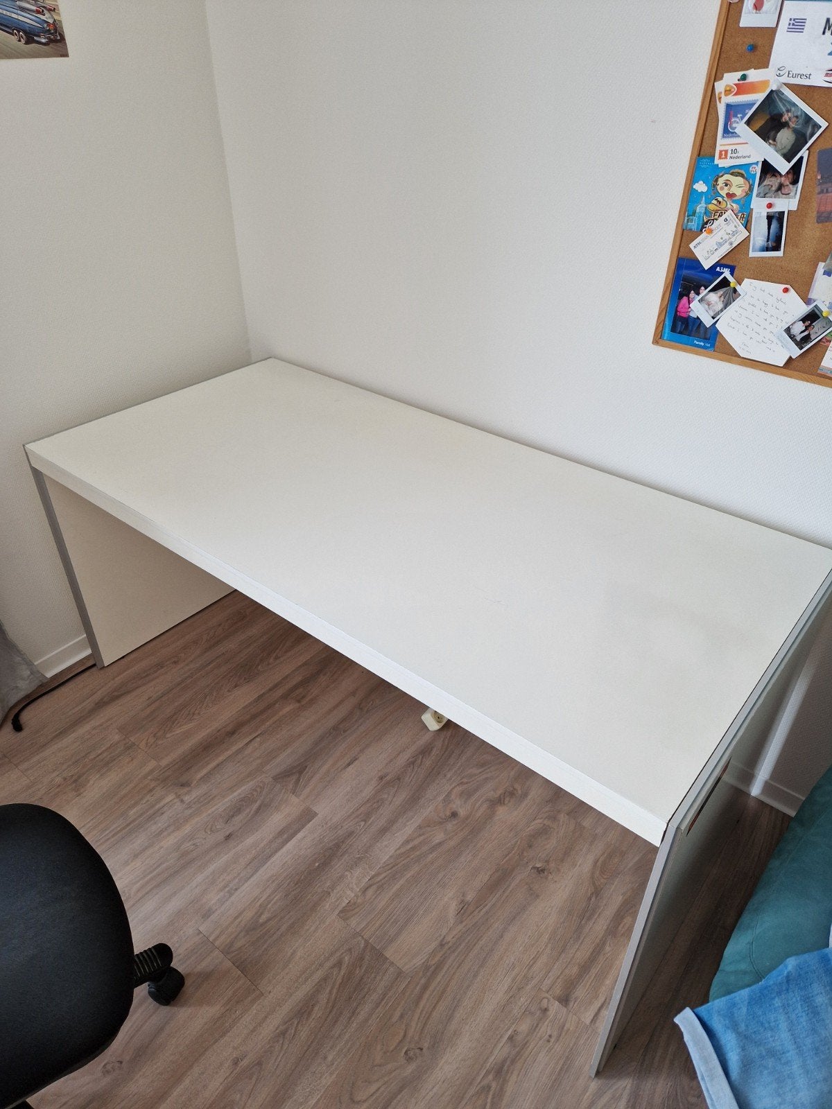 Wit bureau (160x80cm) en bureaustoel, Ophalen, Gebruikt, Spaanplaat of MDF, IKEA