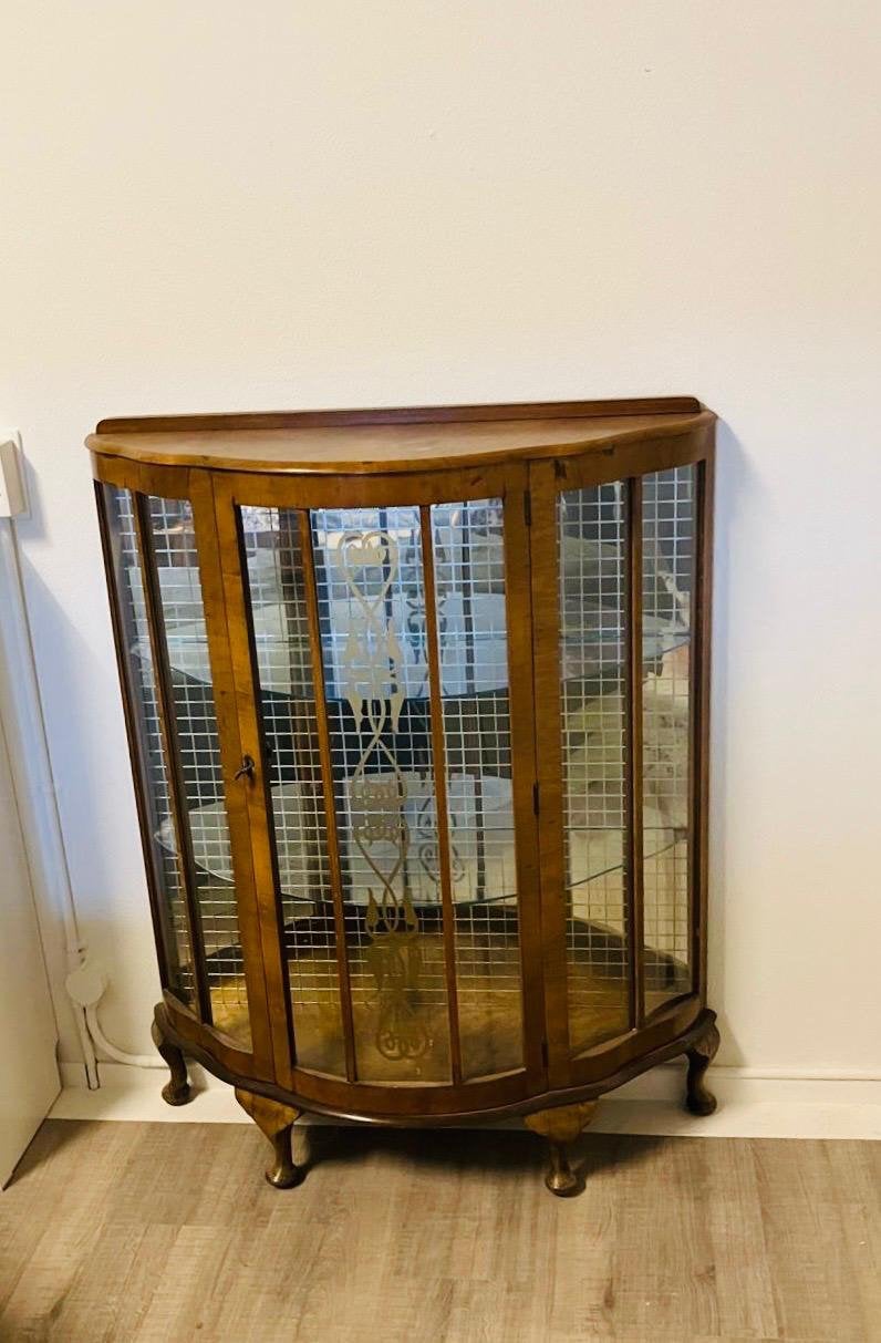 Vintage vitrinekastje in art-decostijl – gebogen, Huis en Inrichting, Ophalen, 100 tot 150 cm, Vintage, 50 tot 100 cm