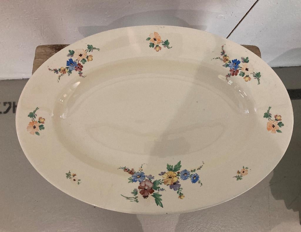 Societe Ceramique / Brocante ovale serveerschaal, Ophalen of Verzenden