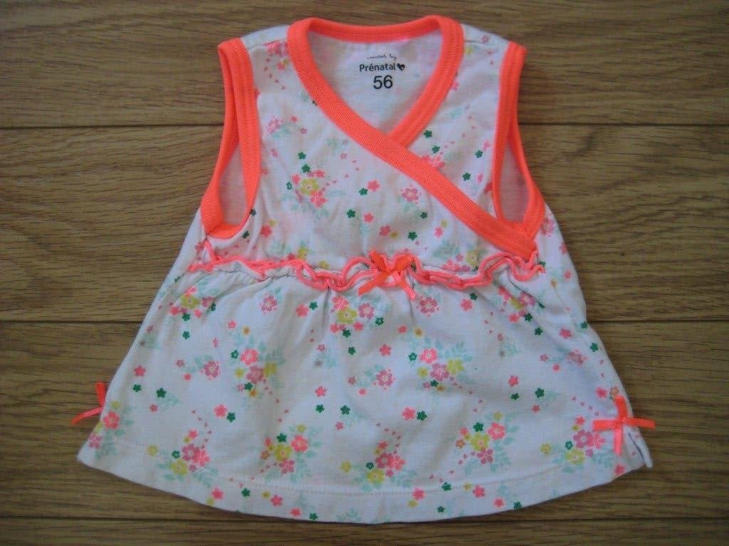 Prenatal jurkje tuniek maat 56 wit met fel oranje+strikjes, Kinderen en Baby's, Babykleding | Maat 56, Meisje, Jurkje of Rokje