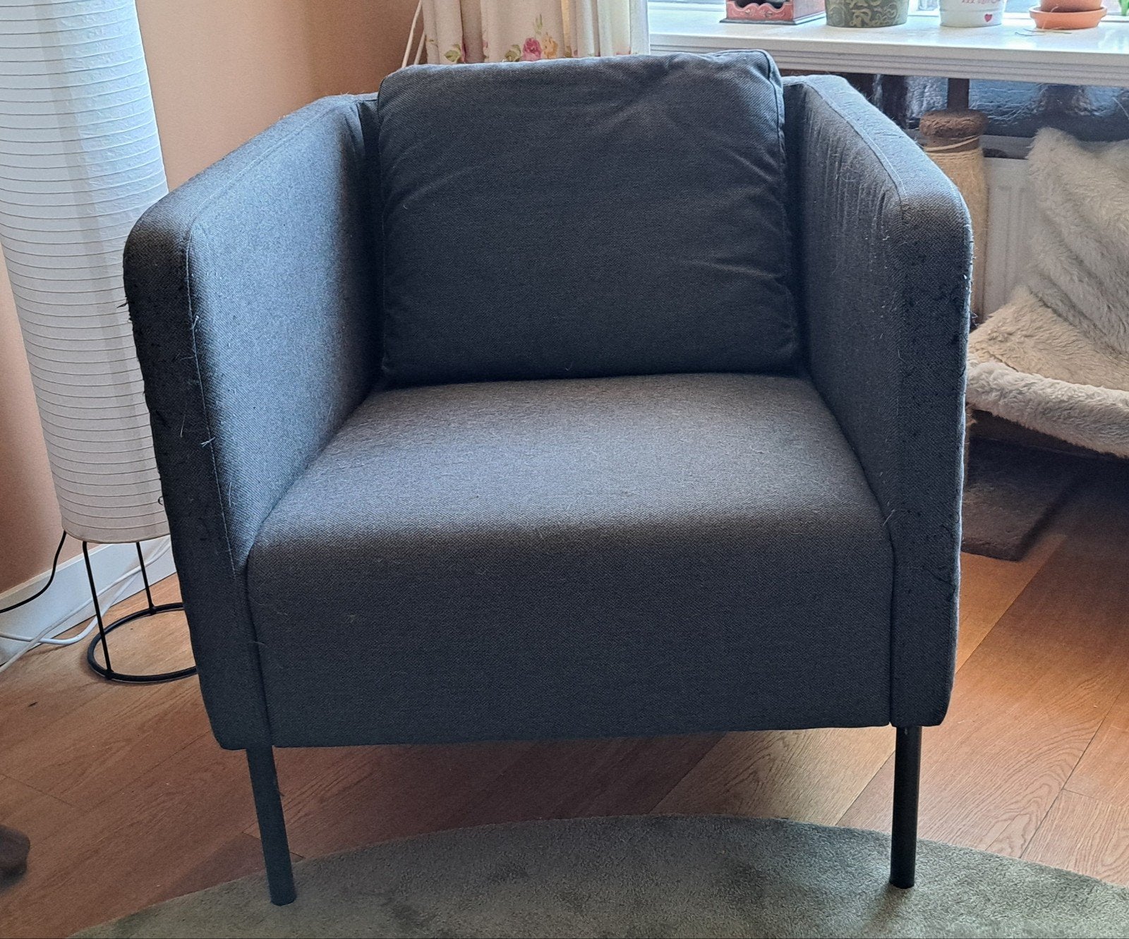 Ikea Ekerö fauteuil grijs, bijna gratis, Ophalen, Gebruikt, Minder dan 75 cm, Stof