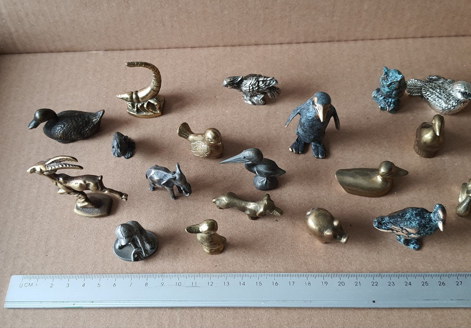 Verzameling van 20 bronzen/messing /koperen dierenbeeldjes, Verzamelen, Ophalen of Verzenden, Gebruikt, Overige soorten, Beeldje of Figuurtje
