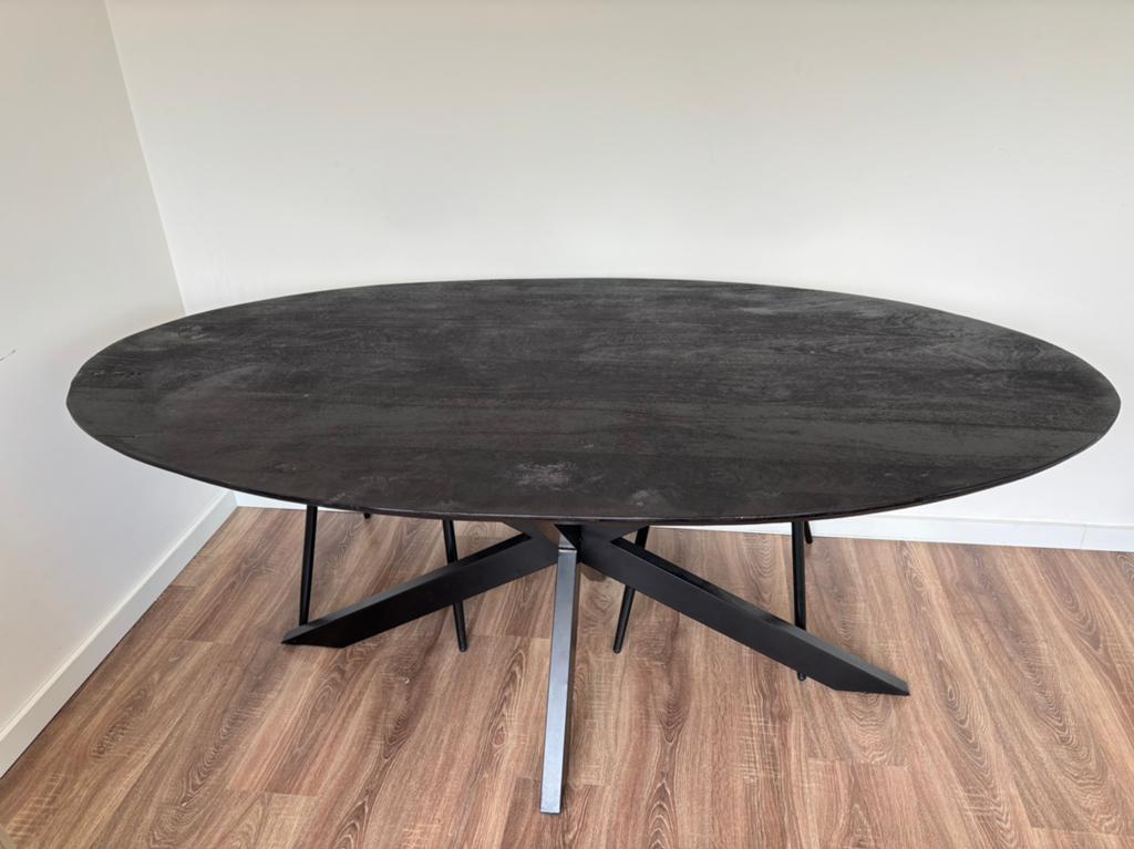 Zwarte tafel, 200 cm of meer, Zo goed als nieuw, Rechthoekig, 50 tot 100 cm