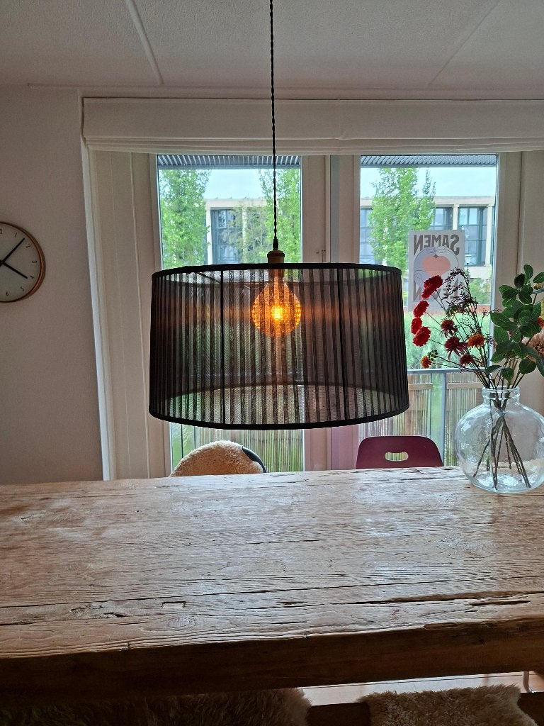 2 Stoffen zwarte lampenkappen! Chique en stoer!, Zwart, 32 cm, Rond, Zo goed als nieuw