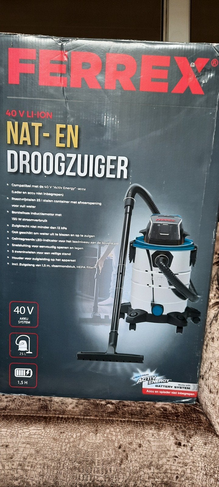 Ferrex 40V Nat- en Droogzuiger (excl. accu/oplader), Ophalen, Nieuw