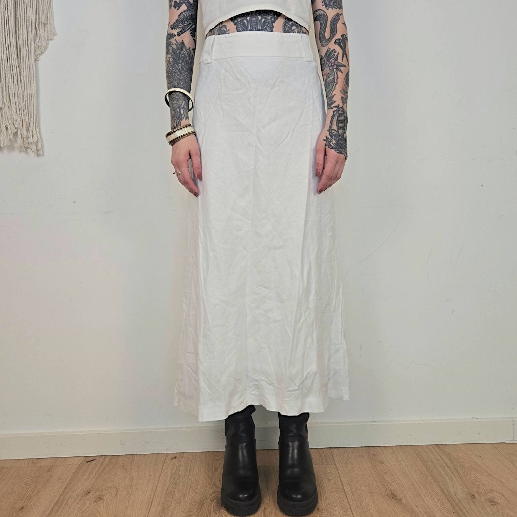 Olsen Witte Linnen Maxi ROK Dames Maat 44 / XL, Olsen, Wit, Maat 42/44 (L), Ophalen of Verzenden
