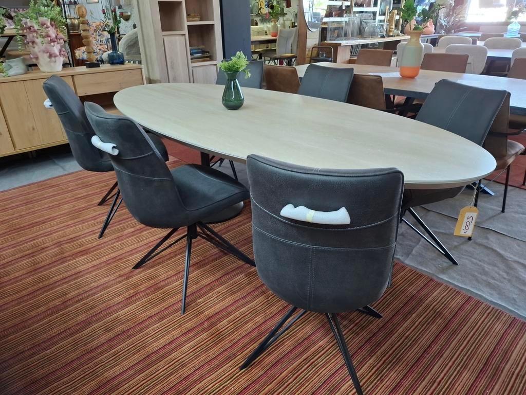 4 Nieuwe stoelen, Draaibaar, stof Off-Black, met handgreep, Ophalen, Zwart, Nieuw, Stof