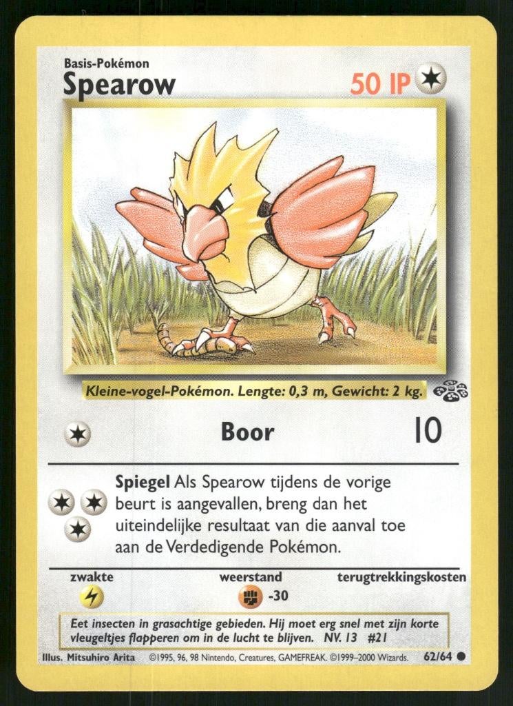 Spearow 62/64 - Jungle (NL) (NM), Hobby en Vrije tijd, Verzamelkaartspellen | Pokémon, Gebruikt, Verzenden
