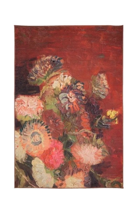 Vloerkleed Bloemen van Gogh rood 160x240cm, 150 tot 200 cm, Ophalen of Verzenden, Rechthoekig, Rood