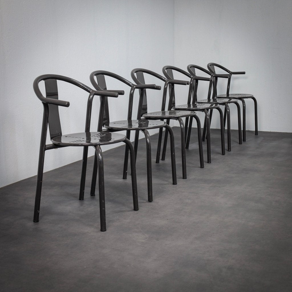 6x Zeldzame IKEA Maxmo Eetkamerstoelen Jaren 80, Huis en Inrichting, Stoelen, Ophalen, Gebruikt, Postmodern, Metaal