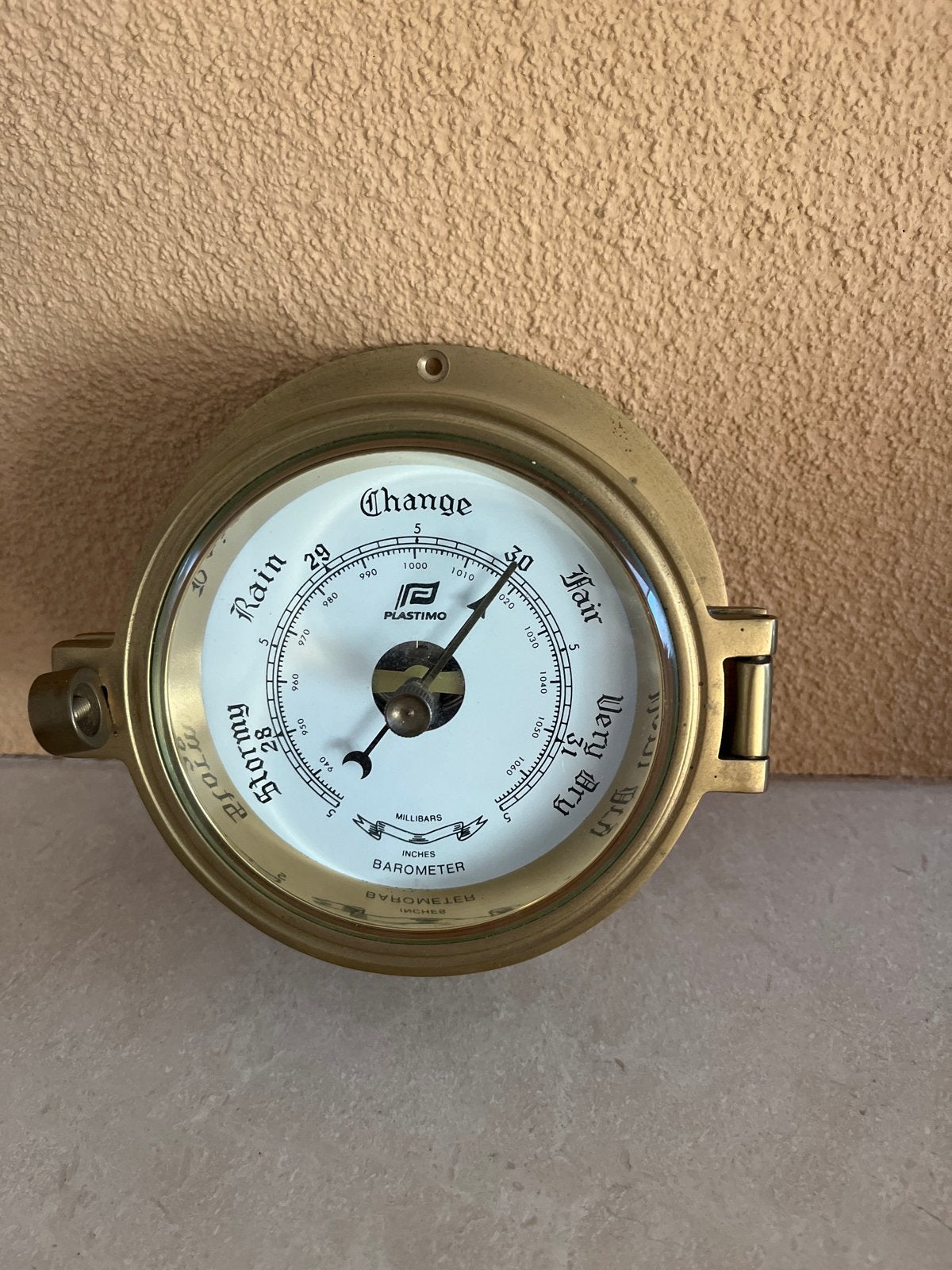 Plastimo Barometer - Messing - Zeer Goede Staat, Audio, Tv en Foto, Weerstations en Barometers, Ophalen of Verzenden, Zo goed als nieuw