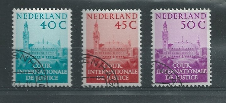 1977, Cour Internationale De Justice D41-D43, gestempeld., Postzegels en Munten, Verzenden, Na 1940, Gestempeld
