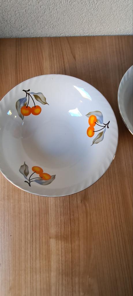 Set van 2 vintage schalen met kersen decoratie, Ophalen of Verzenden