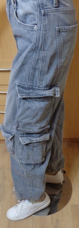 ZARA grijze cargo spijkerbroek wijde pijp 36, Kleding | Dames, Verzenden, Zara, W28 - W29 (confectie 36), Grijs