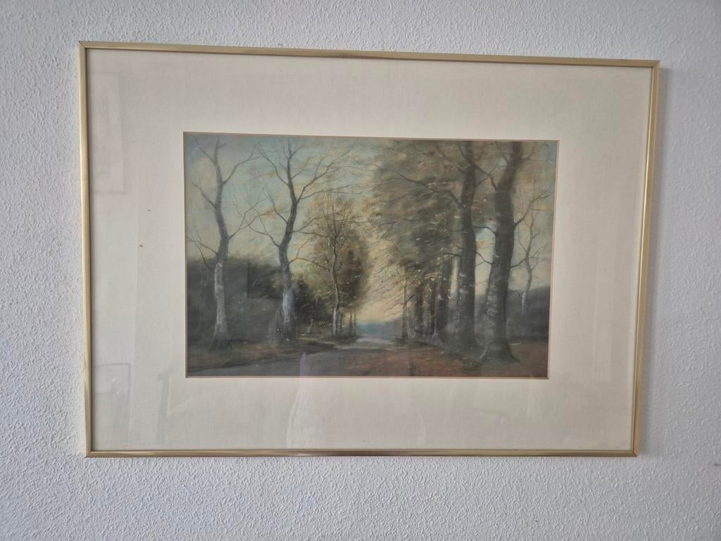 Boslandschap met mooie lijst, Ophalen of Verzenden
