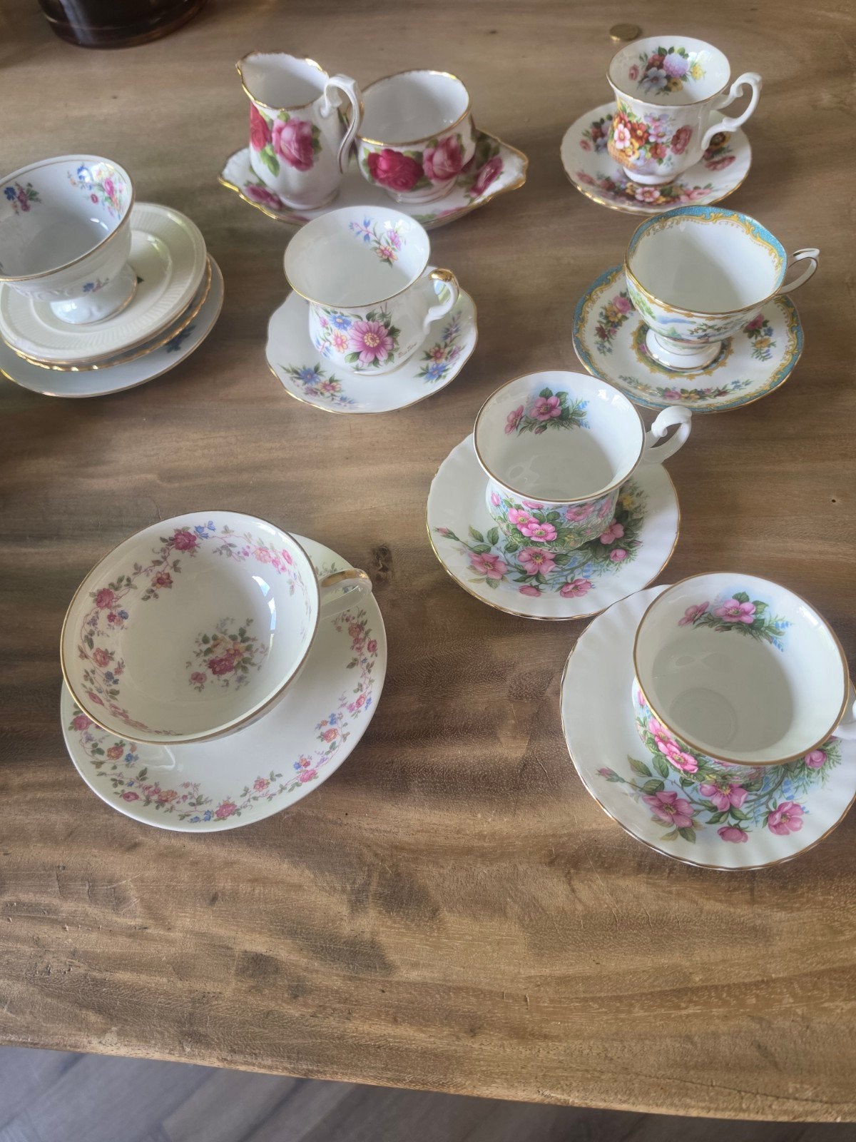 Diverse collectie vintage kopjes en schotels oa Royal Albert, Ophalen