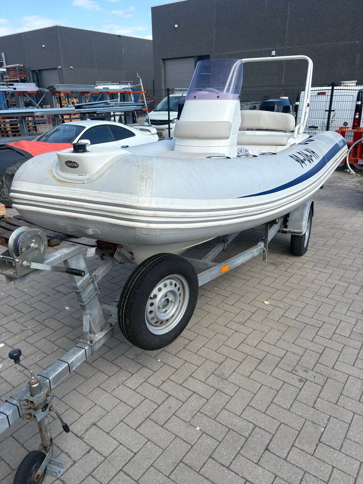 Grand 480 RIB met 70pk Suzuki buitenboordmotor, Watersport en Boten, Rubberboten, Grand, Ophalen, Polyester/glasvezel, Gebruikt