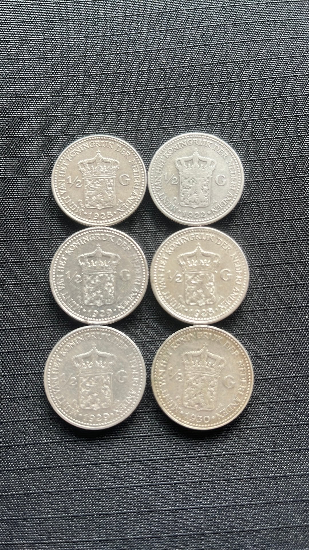 6 halve guldens zilver Wilhelmina 1922-1930 diverse jaren, Ophalen of Verzenden, Koningin Wilhelmina, ½ gulden, Zilver