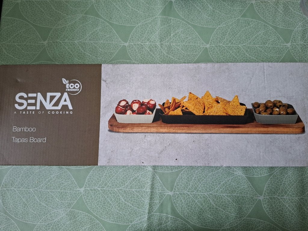 Nieuwe Senza bamboo Tapasplank met 3 schaaltjes, Snij-/serveerplank, Ophalen of Verzenden, Nieuw