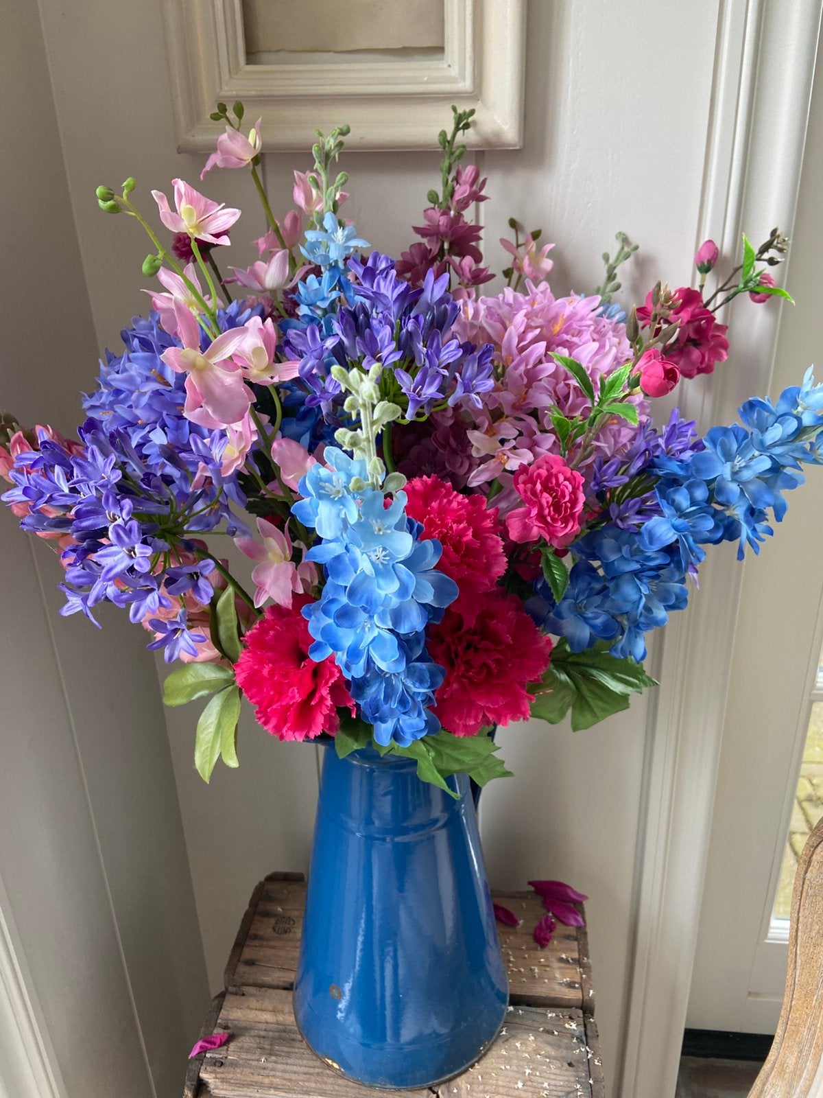Te koop: grote bos zijden bloemen, Ophalen of Verzenden, Zo goed als nieuw