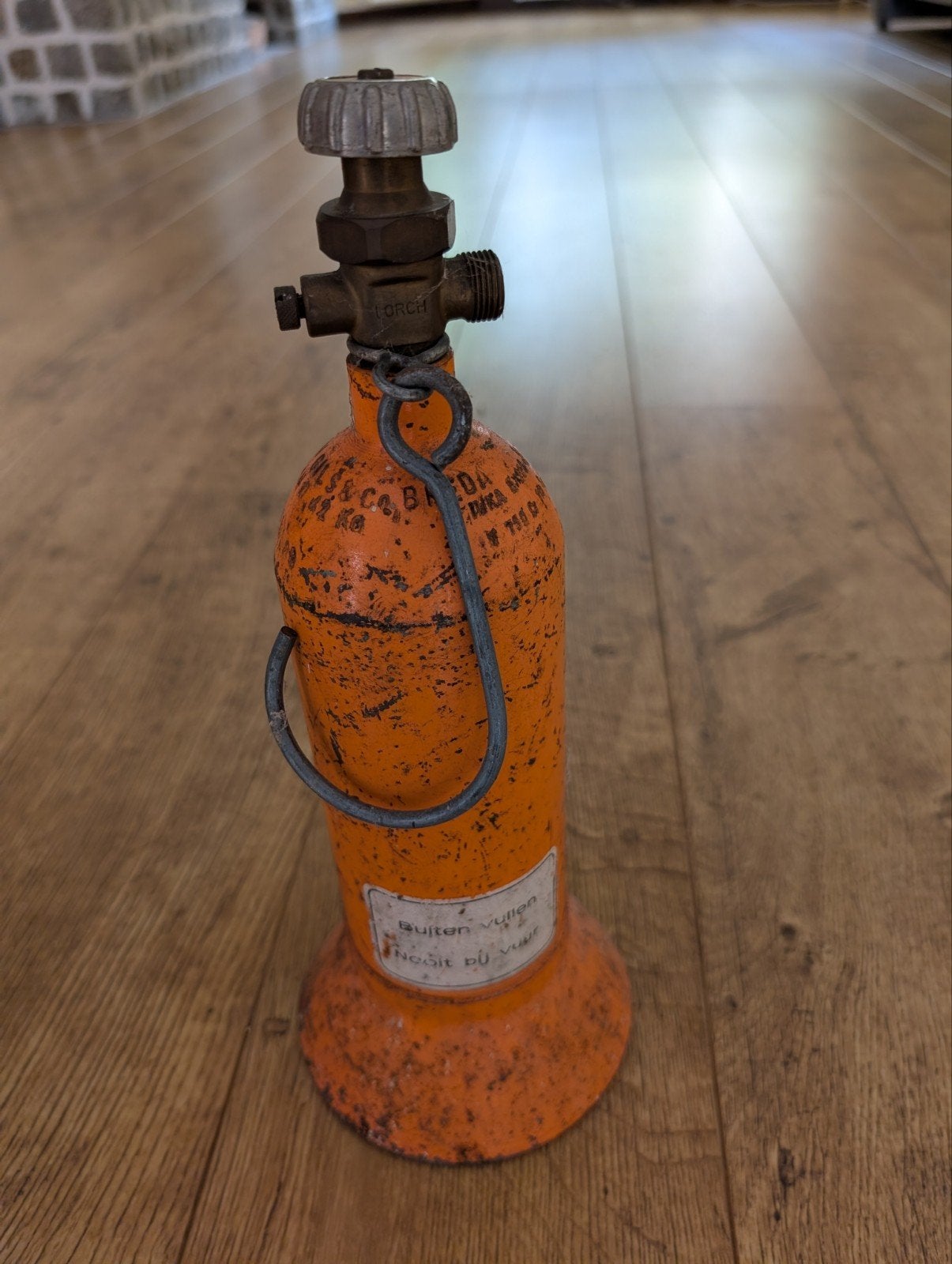 Oude gasfles - Decoratie of verzamelaarsobject, Ophalen, Gebruikt