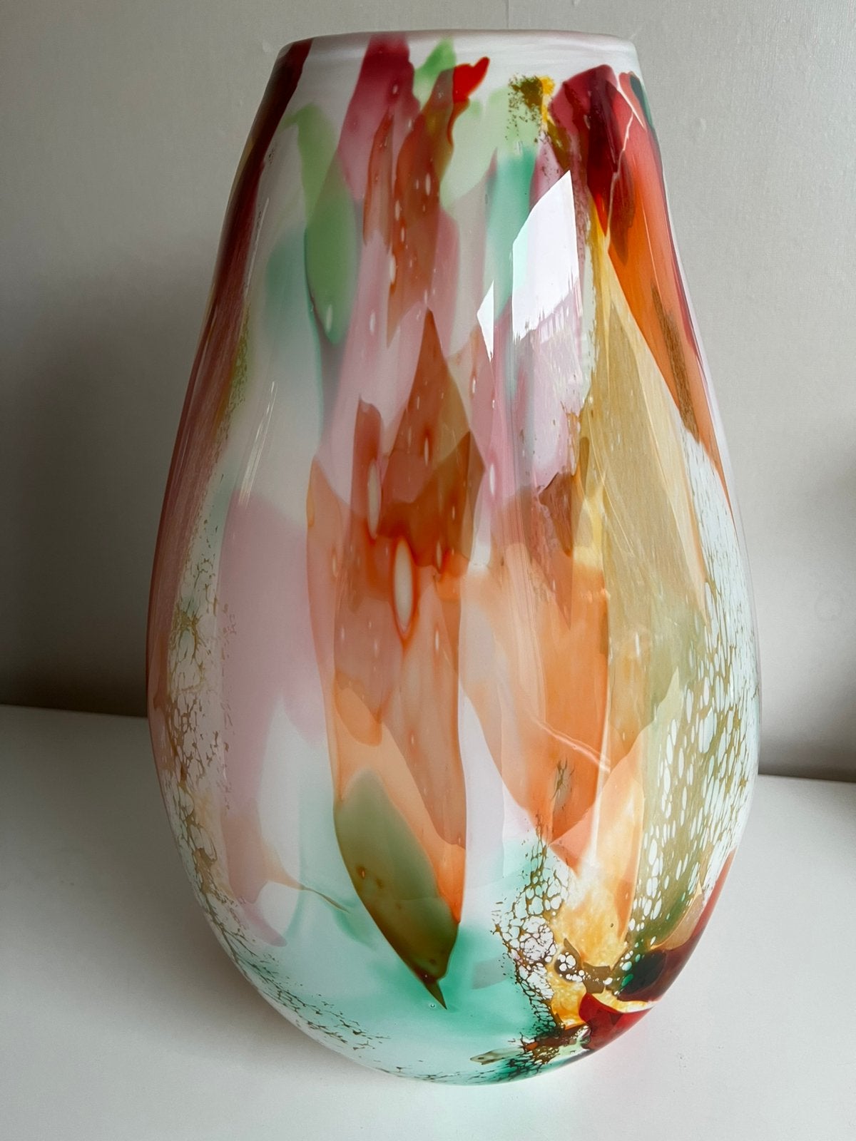 XL Fidrio Glas Vloervaas ‘Organic Mixed Colors’  H 40 cm, Huis en Inrichting, Ophalen of Verzenden, Zo goed als nieuw, Glas