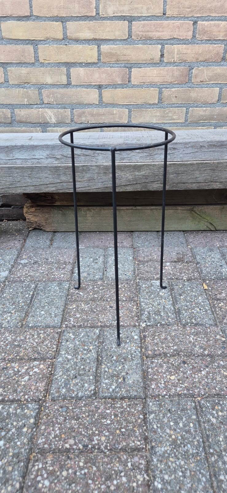 Zwarte metalen plantenstandaard / bloempothouder, Ophalen, Minder dan 60 cm, Rond, Metaal