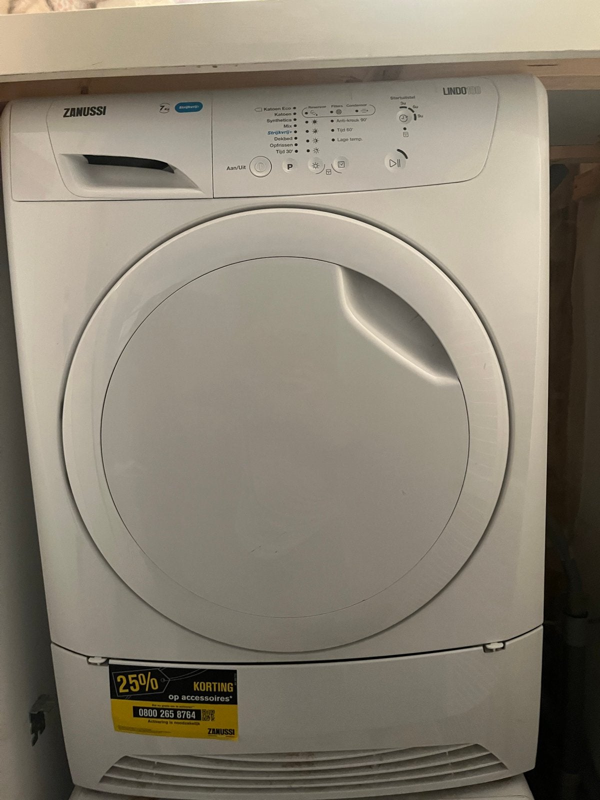 Zanussi Lindo 1000 Condensdroger 7kg, Witgoed en Apparatuur, Ophalen, 6 tot 8 kg, Gebruikt, Voorlader