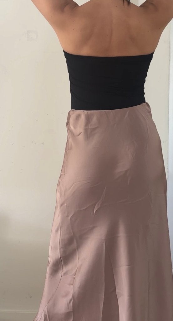 SATIN MIDI SKIRT Taupe Zara M, Maat 38/40 (M), Bruin, Verzenden, Nieuw