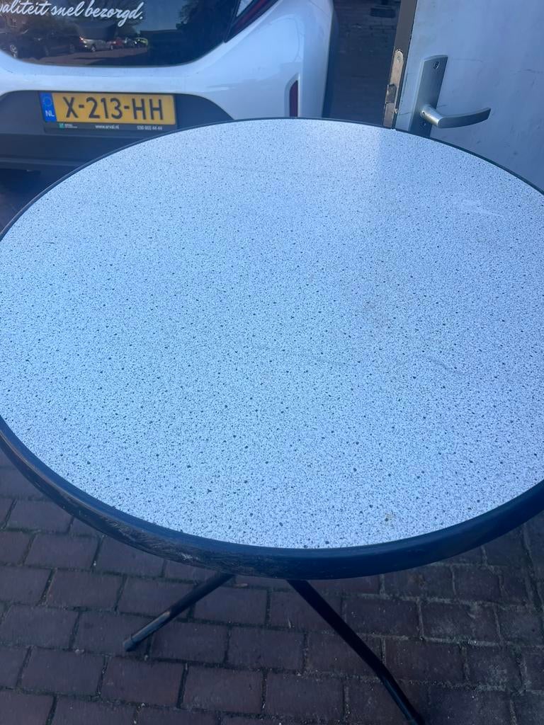 statafel, Tuin en Terras, Tuintafels, Ophalen of Verzenden, Zo goed als nieuw, Rond, Hout
