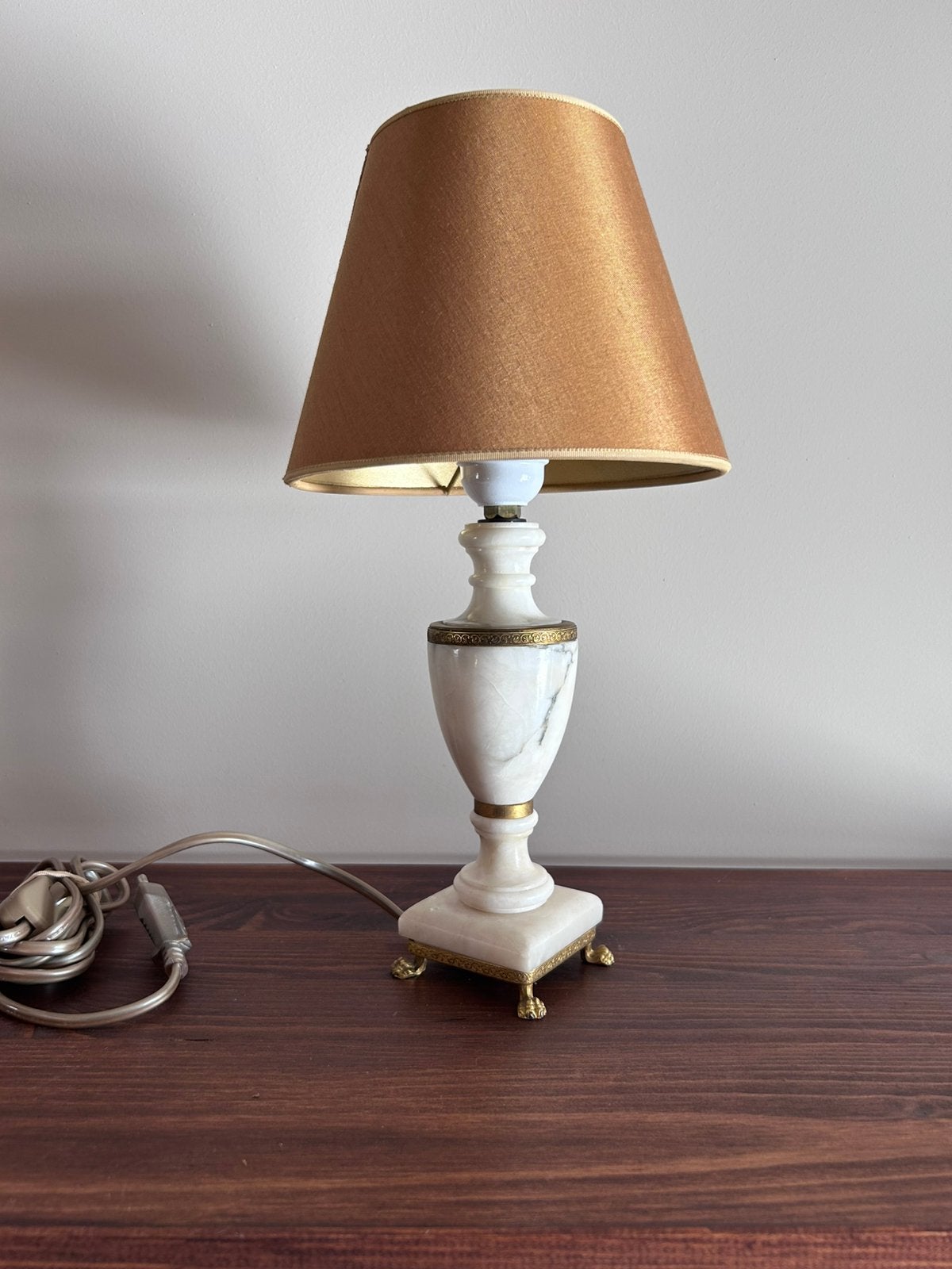 Schattig vintage albasten tafellamp, Gebruikt, Natuurlijk materiaal, Vintage, Goud