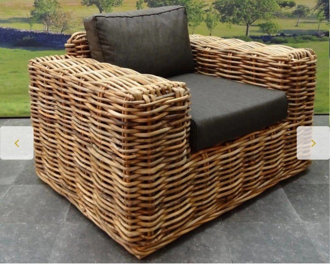 Sabuga lounge tuinstoel naturel rotan, Ophalen of Verzenden, Nieuw, Rotan