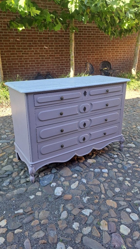 Prachtige unieke sfeervolle commode white marble 1895, 50 tot 70 cm, Voetruimte, Commode, Ophalen