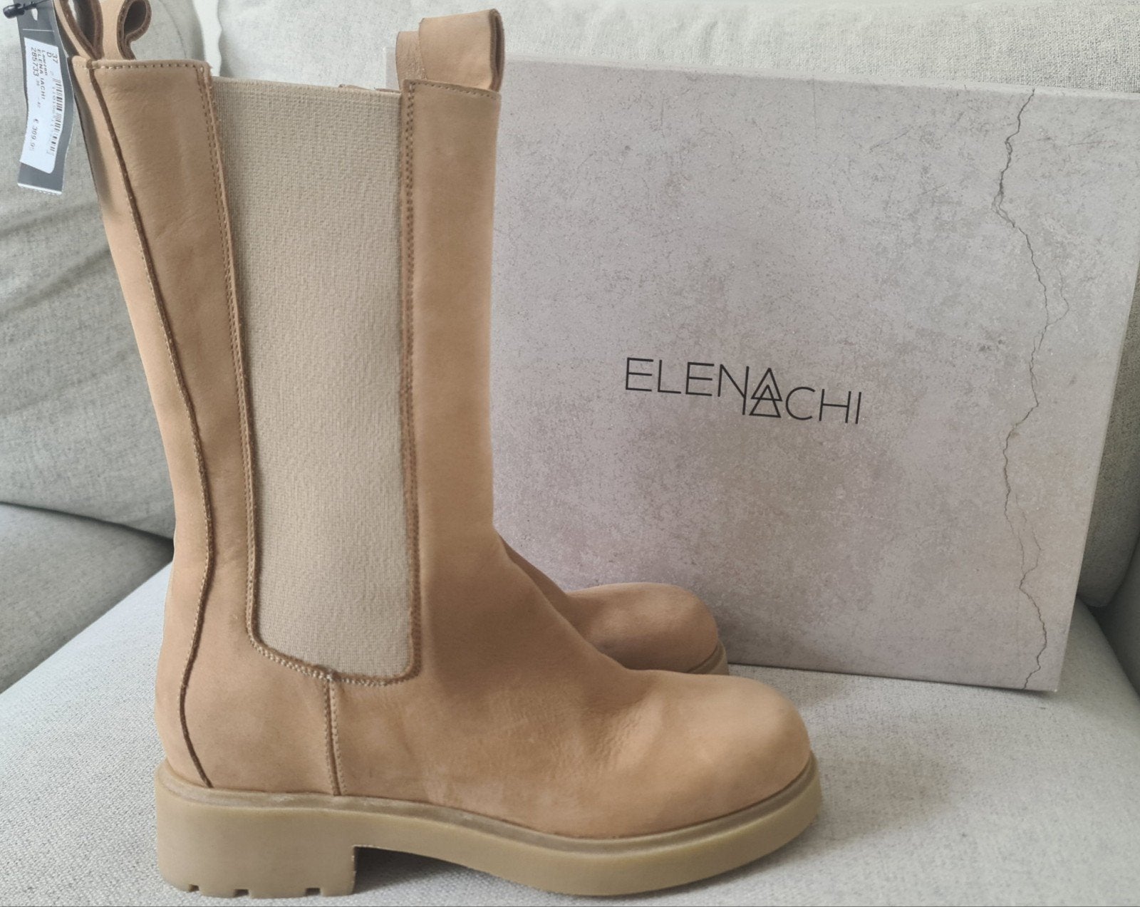 Nieuwe beige laarzen boots 37 Elena Lachi halfhoge suède, Ophalen of Verzenden